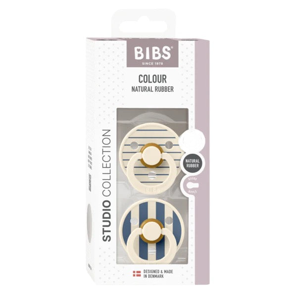 Suce bibs studio 0-6 mois pin ivory steel blue pack de 2