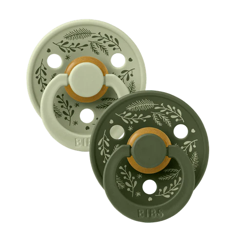 Suce bibs 0-6 mois Holiday Leaf sage/hunter green pack de 2