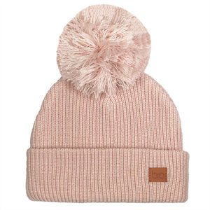 Tuque a pompom rose pâle