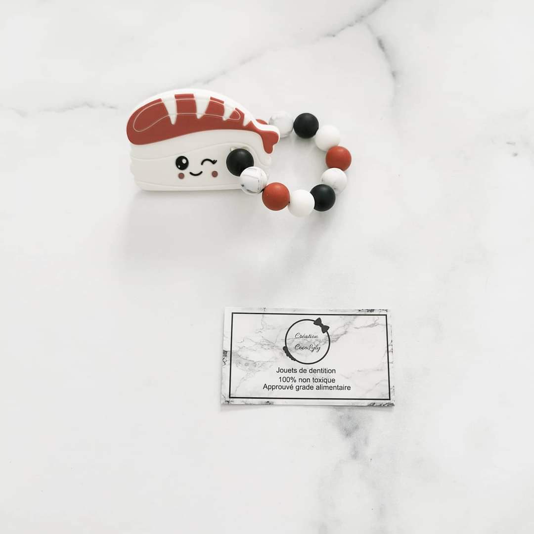 Hochet de dentition avec jouet en silicone nigiri
